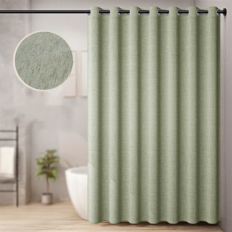 Lussuosa tenda da doccia in lino tinta unita - Verde - 240cm x 200cm - image 3