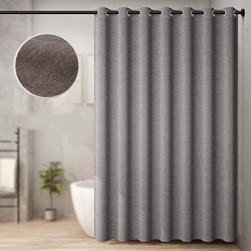 Lussuosa tenda da doccia in lino tinta unita - Grigio scuro - 240cm x 200cm - image 5