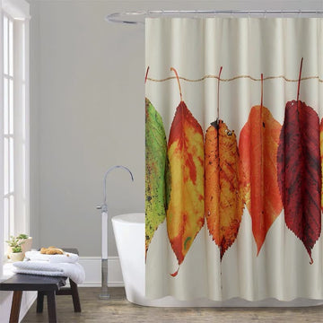 Tenda da doccia impermeabile con foglie pastorali