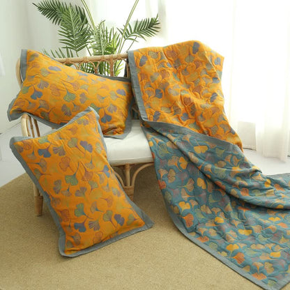 Federa in morbido cotone con foglie di ginkgo (2 pezzi)