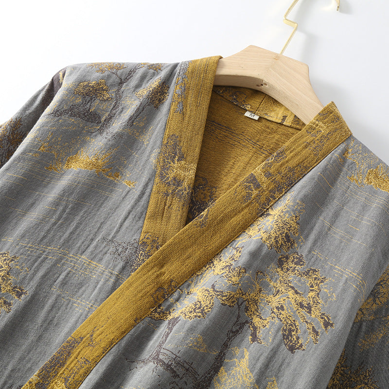 Accappatoio kimono retrò traspirante in puro cotone