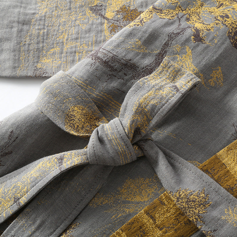 Accappatoio kimono retrò traspirante in puro cotone