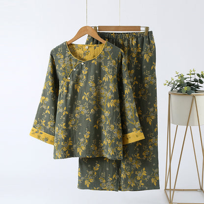 Completo da casa in puro cotone vintage Jacquard