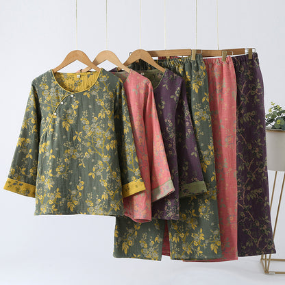 Completo da casa in puro cotone vintage Jacquard