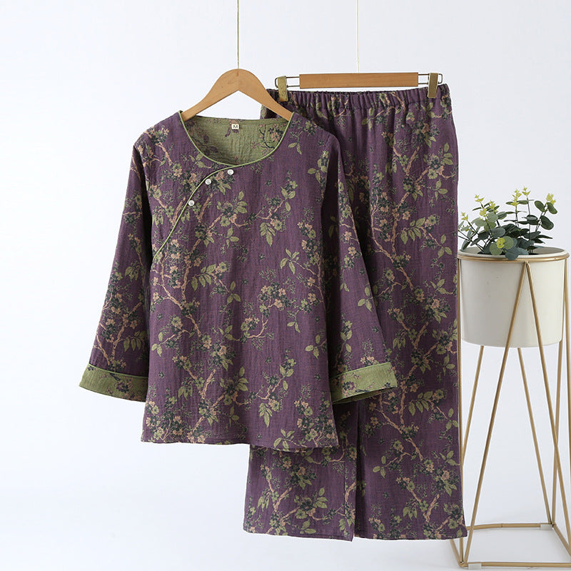 Completo da casa in puro cotone vintage Jacquard