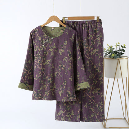 Completo da casa in puro cotone vintage Jacquard