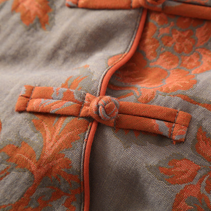 Camicia da notte floreale in garza di cotone a scollo tondo