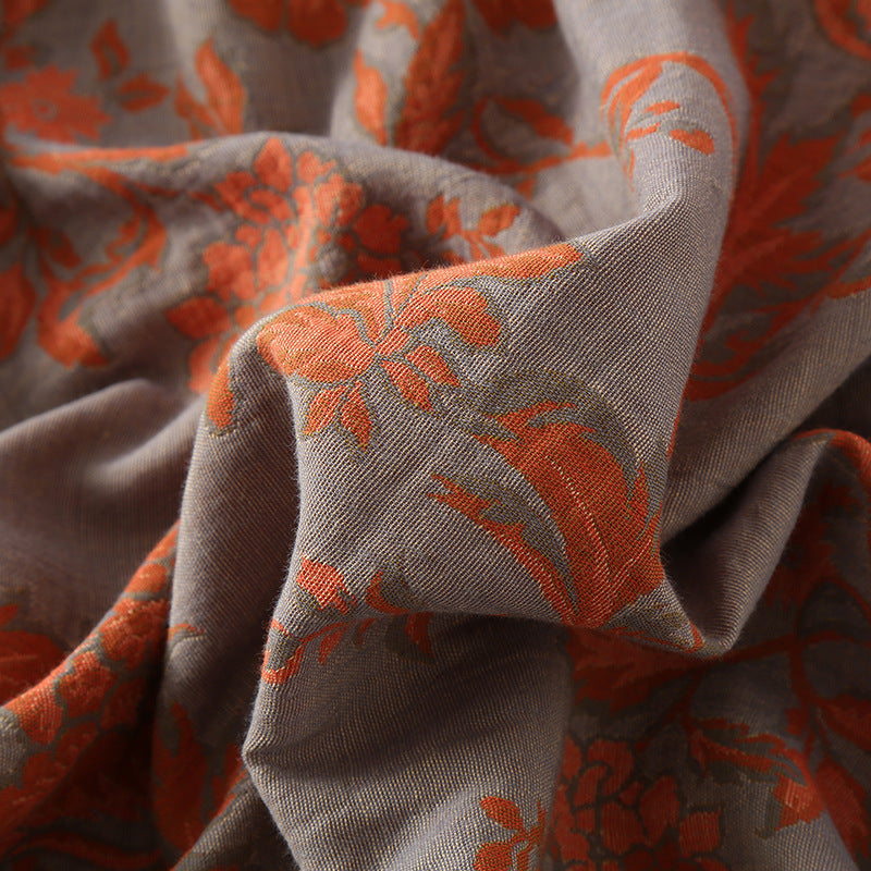 Camicia da notte floreale in garza di cotone a scollo tondo