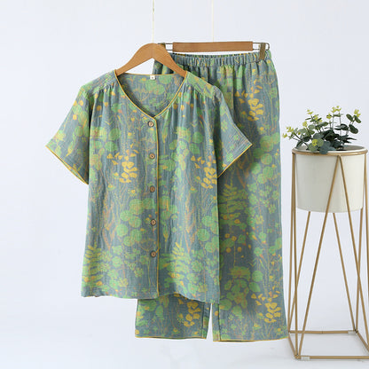 Completo da casa con pantaloni a maniche corte