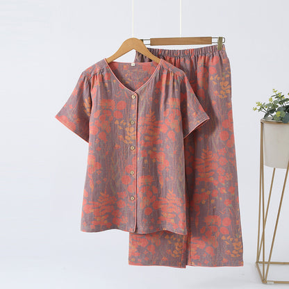 Completo da casa con pantaloni a maniche corte