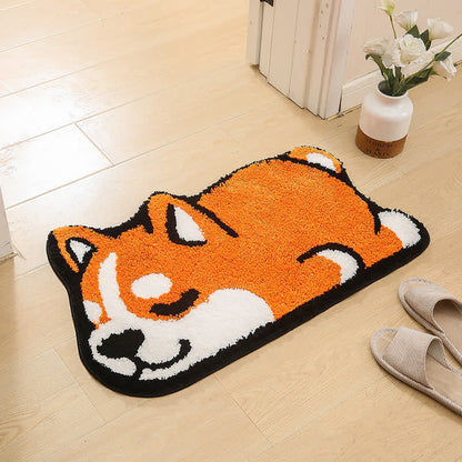 Tappetino da bagno decorativo assorbente con motivo Cartoon Corgi