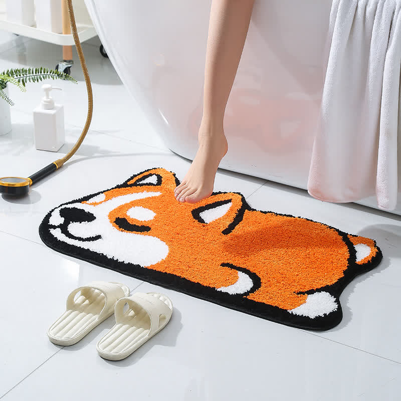 Tappetino da bagno decorativo assorbente con motivo Cartoon Corgi