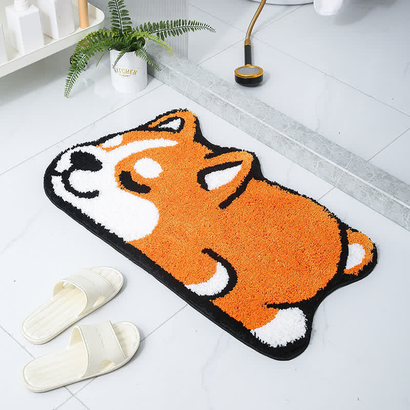 Tappetino da bagno decorativo assorbente con motivo Cartoon Corgi