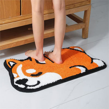 Tappetino da bagno decorativo assorbente con motivo Cartoon Corgi