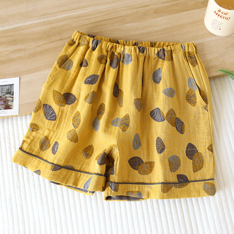 Pantaloncini da pigiama traspiranti in garza di cotone