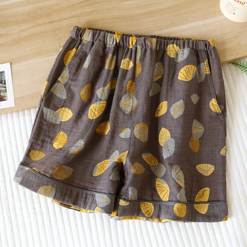 Pantaloncini da pigiama traspiranti in garza di cotone