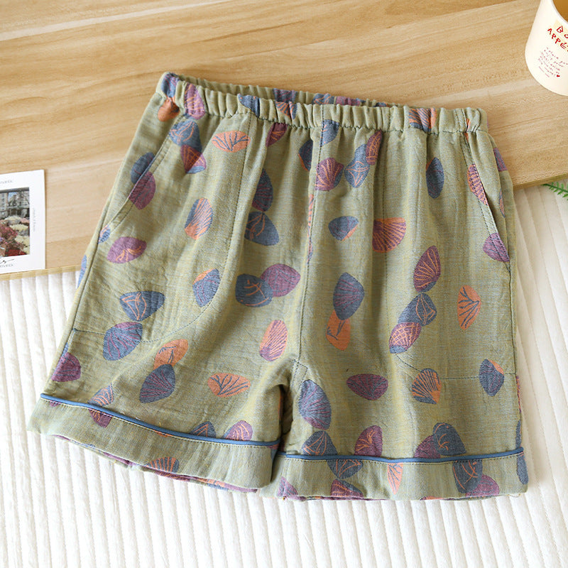 Pantaloncini da pigiama traspiranti in garza di cotone