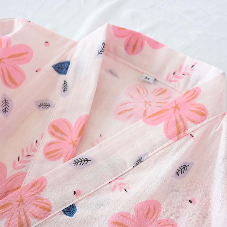 Camicia da notte floreale in garza di cotone a doppio strato