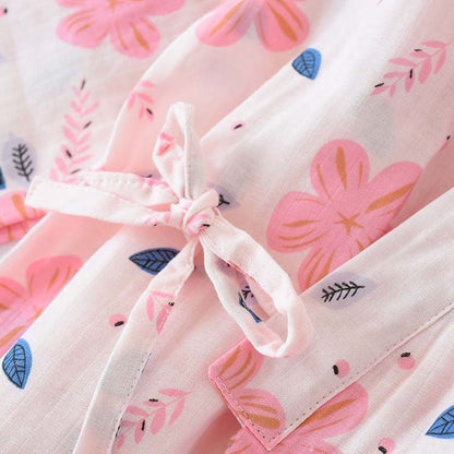 Camicia da notte floreale in garza di cotone a doppio strato