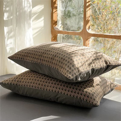 Set di biancheria da letto in cotone a doppia garza con motivo pied de poule (4 pezzi)