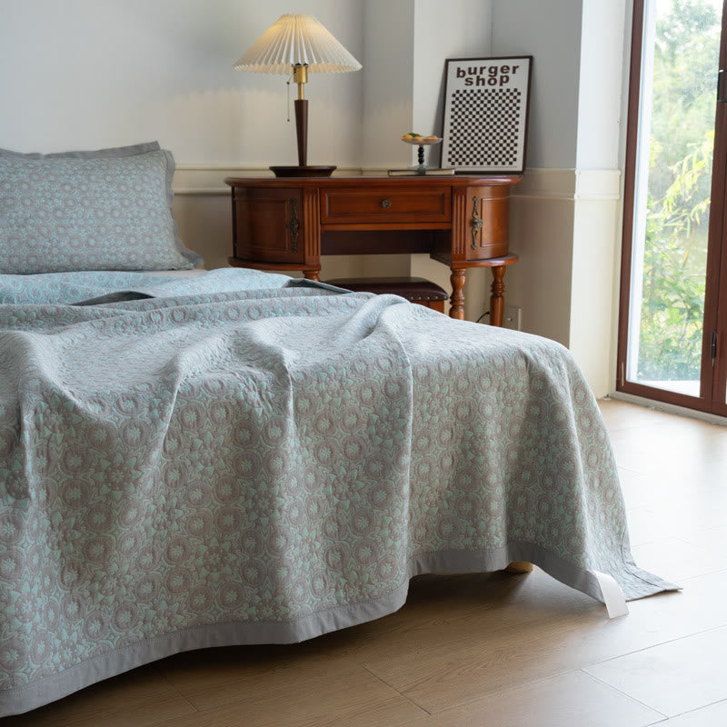 Trapunta morbida e lussuosa in garza di cotone jacquard