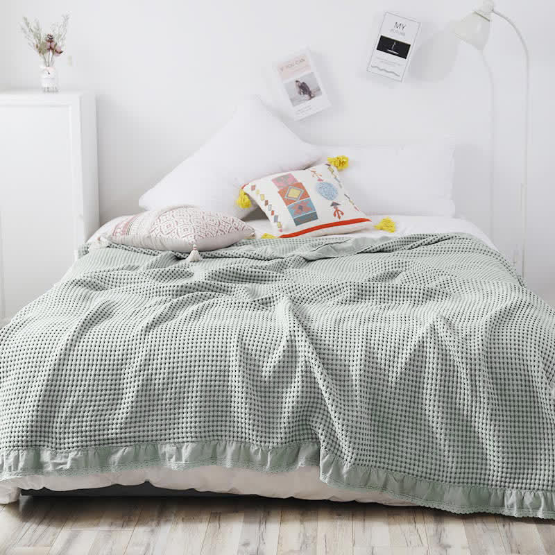 Coperta per divano Ownkoti Waffle Weave, comoda trapunta