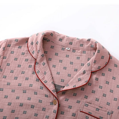 Completo da casa in cotone jacquard a quadri