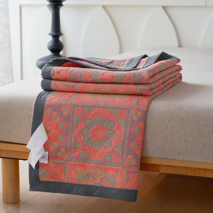 Lussuosa trapunta in garza di cotone floreale jacquard