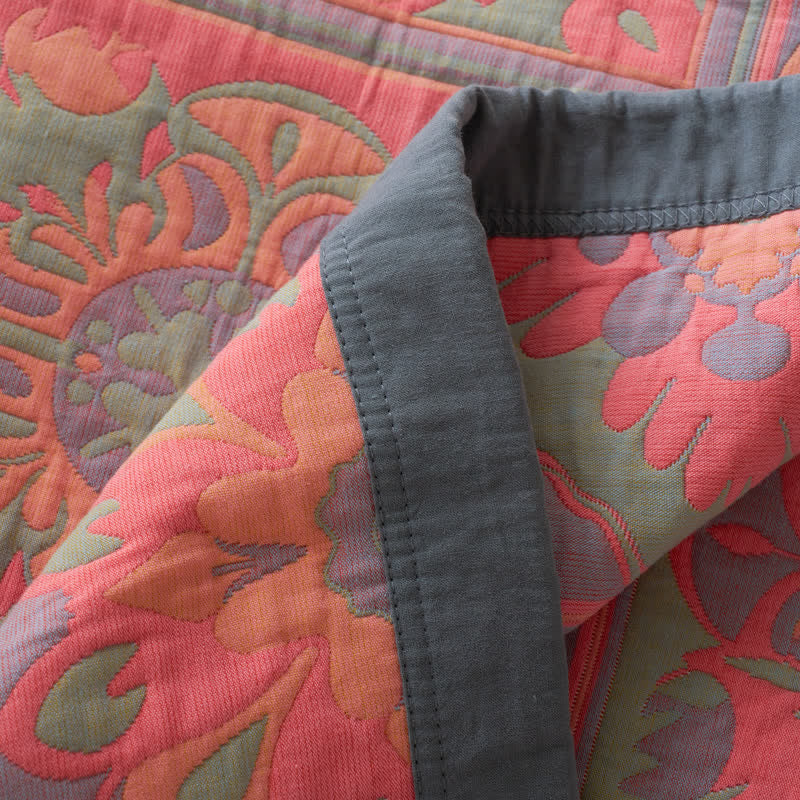 Lussuosa trapunta in garza di cotone floreale jacquard