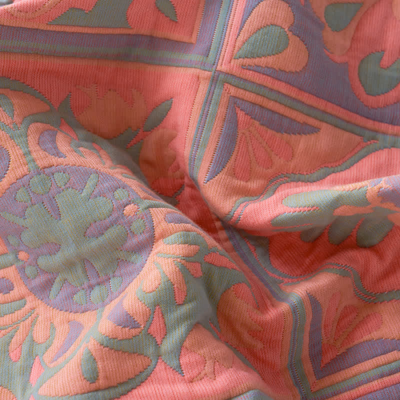 Lussuosa trapunta in garza di cotone floreale jacquard