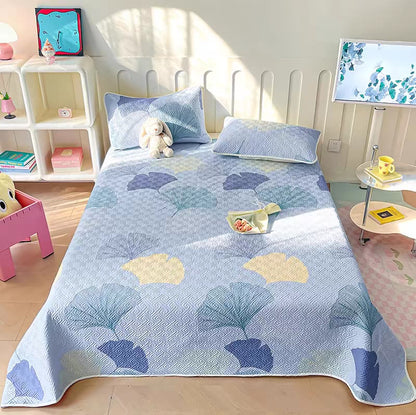 Copriletto decorativo in puro cotone con foglie di ginkgo
