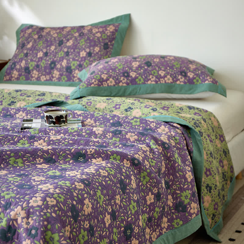 Trapunta reversibile in garza di cotone in stile rustico