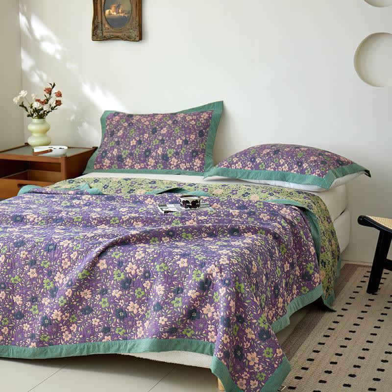 Trapunta reversibile in garza di cotone in stile rustico