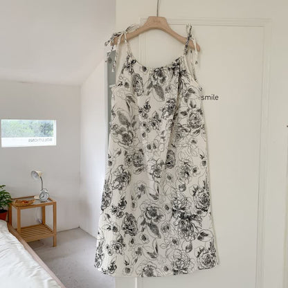 Camicia da notte estiva in puro cotone con stampa floreale