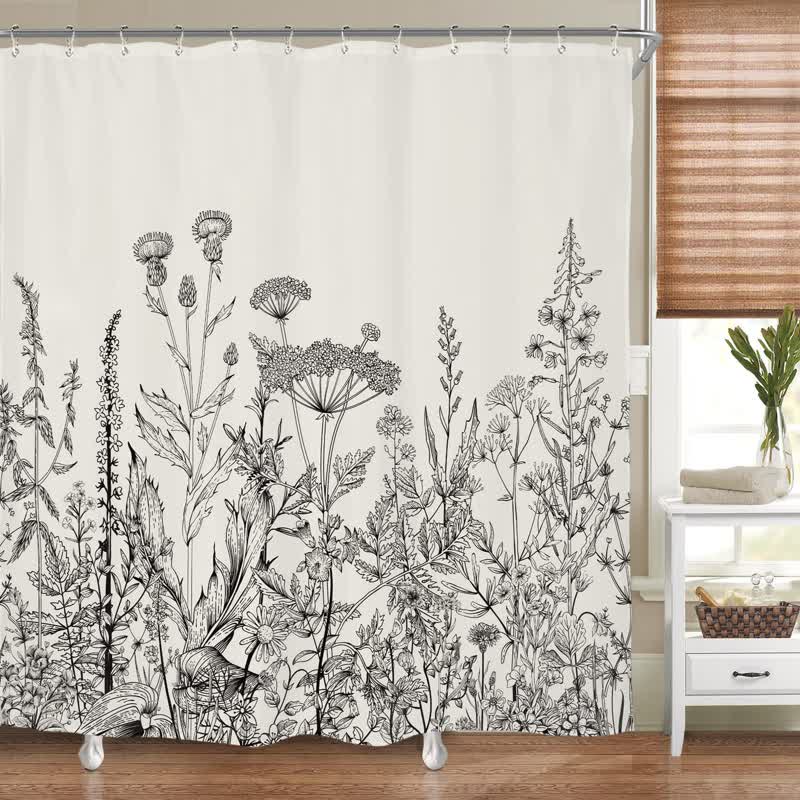 Tenda da doccia impermeabile con piante in stile pastorale