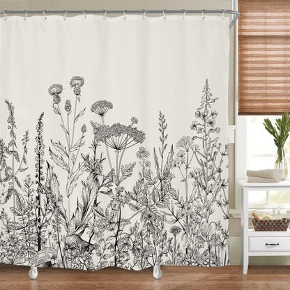 Tenda da doccia impermeabile con piante in stile pastorale