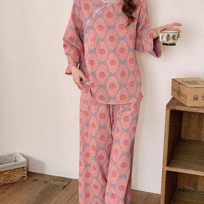 Pigiama in cotone jacquard tinto in filo color cachi