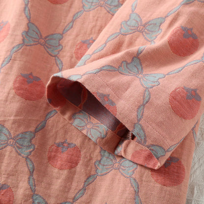 Pigiama in cotone jacquard tinto in filo color cachi