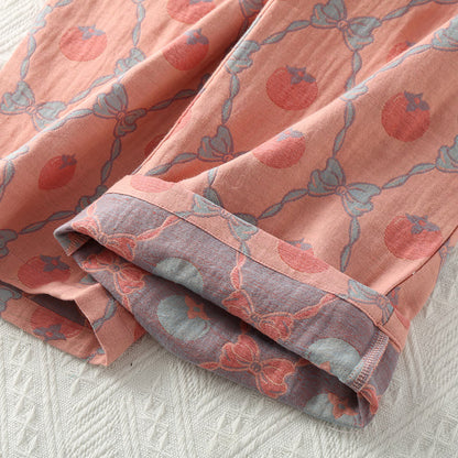 Pigiama in cotone jacquard tinto in filo color cachi