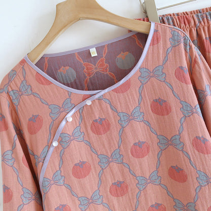 Pigiama in cotone jacquard tinto in filo color cachi