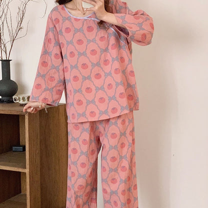 Pigiama in cotone jacquard tinto in filo color cachi