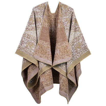 Scialle in acrilico lavorato a maglia con elefante in jacquard