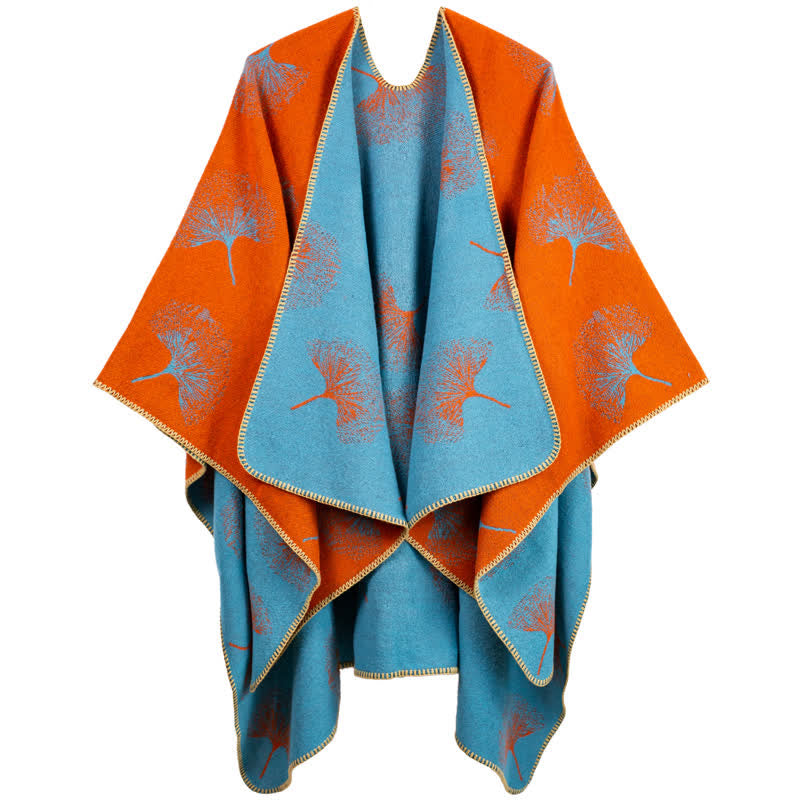 Lussuoso scialle da viaggio con foglie di ginkgo - Arancia - 130cm x 150cm - image 7