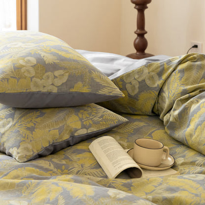 Set di biancheria da letto in puro cotone jacquard con motivi floreali retrò (4 pezzi)