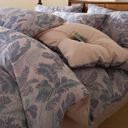 Set di biancheria da letto in puro cotone jacquard con motivi floreali retrò (4 pezzi)