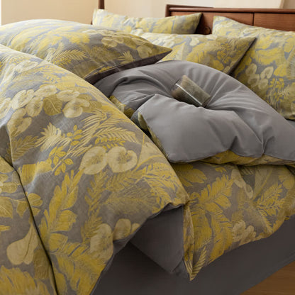 Set di biancheria da letto in puro cotone jacquard con motivi floreali retrò (4 pezzi)