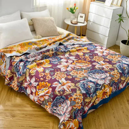 Trapunta in puro cotone con motivo Jacquard Pastoral Peony