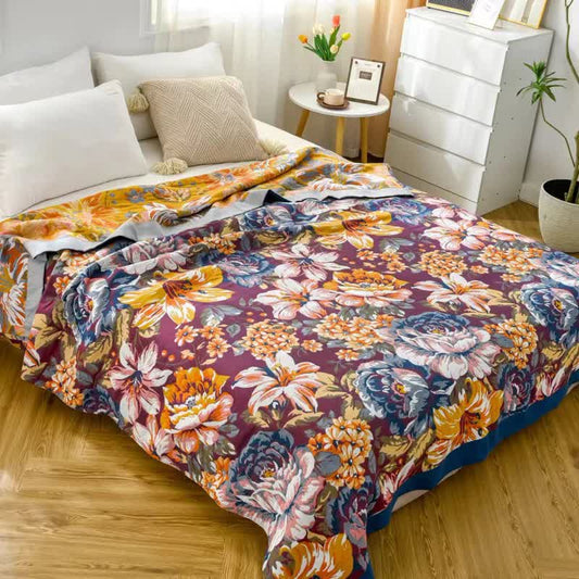 Trapunta in puro cotone con motivo Jacquard Pastoral Peony