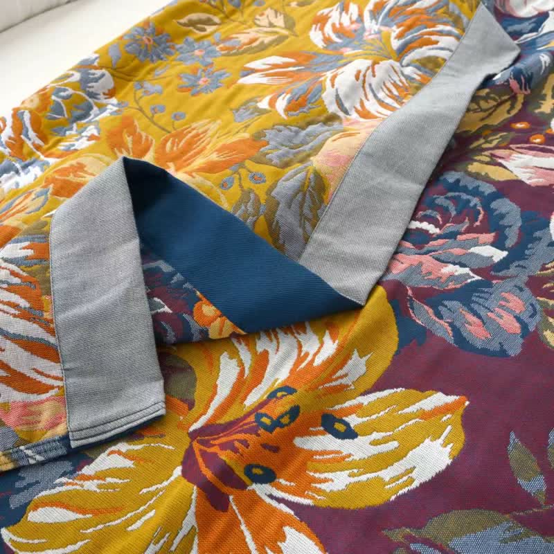 Trapunta in puro cotone con motivo Jacquard Pastoral Peony