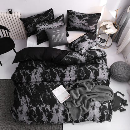 Set di biancheria da letto confortevole con motivo marmo moderno (3 pezzi)